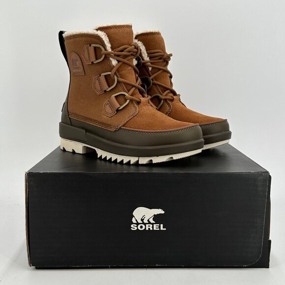 Sorel Tivoli 4 Waterproof Boots size 6 Women's Insulated Velvet Tan/Olive Green - Picture 2 of 8